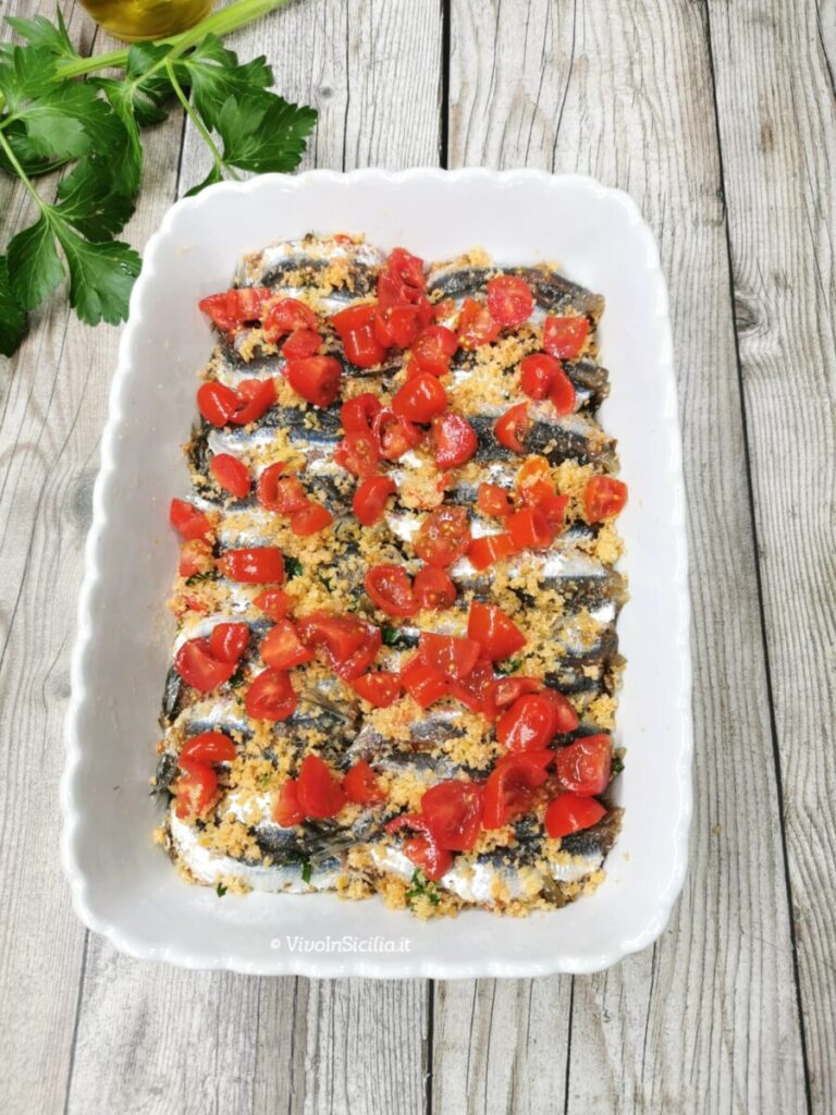 Alici al forno ripiene con pomodorini