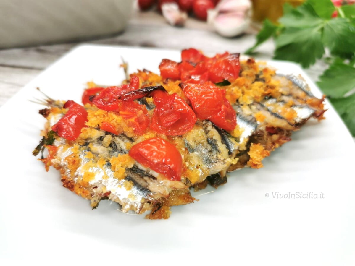 Alici al forno ripiene con pomodorini